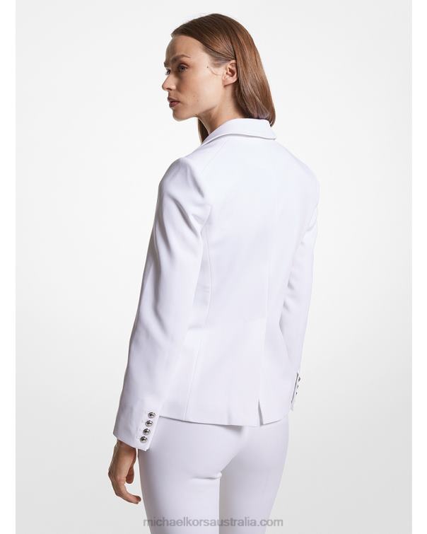 Women White 4T06F224 Stretch Crepe Blazer Michael Kors