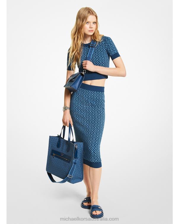 Women River Blue 4T06F401 Logo Jacquard Top Michael Kors