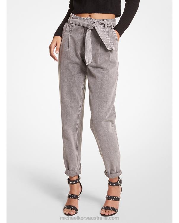 Women Concrete Wash 4T06F501 Denim Belted Jeans Michael Kors