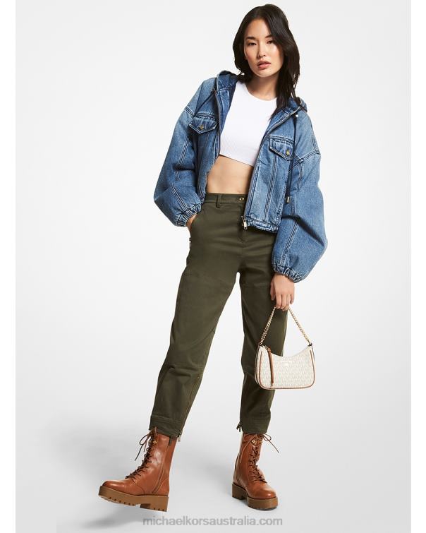 Women Ivy 4T06F507 Stretch Cotton Cargo Pants Michael Kors