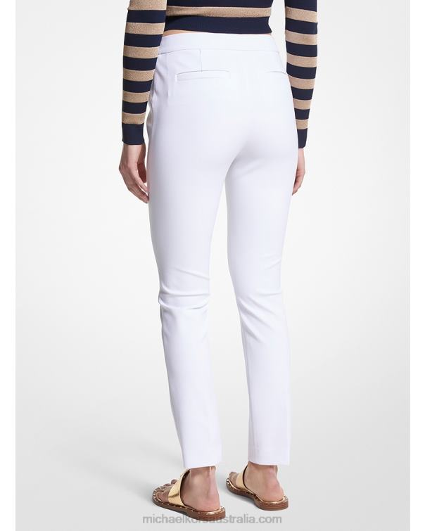 Women White 4T06F500 Stretch Crepe Pants Michael Kors