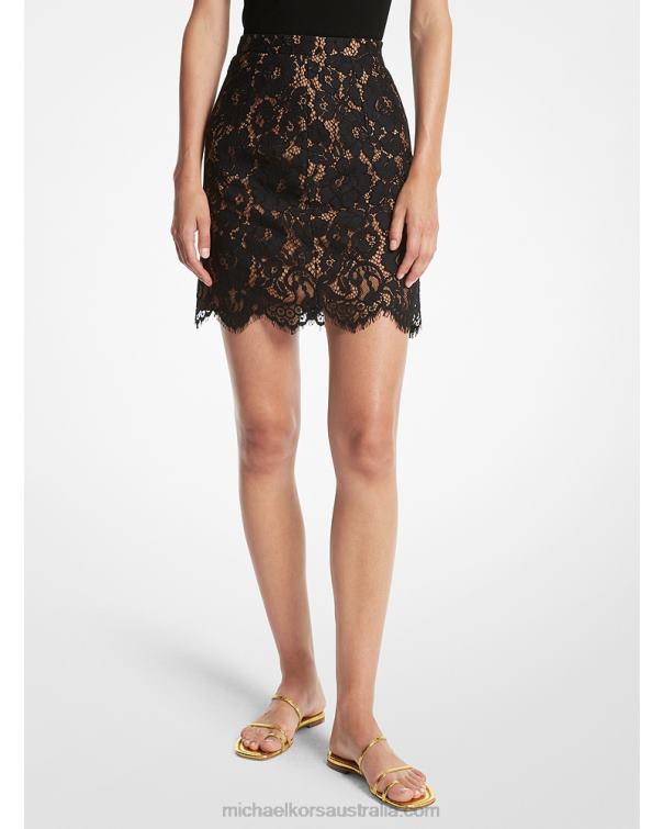 Unisex Black 4T06F3405 Collection Cotton Blend Floral Lace Mini Skirt Michael Kors