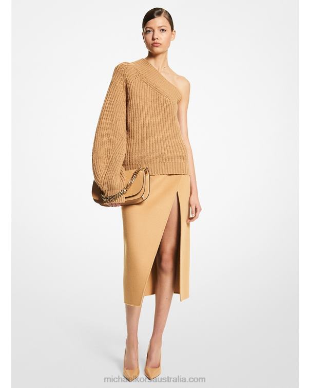 Unisex Camel 4T06F3621 Collection Double Face Cashgora Scissor Skirt Michael Kors