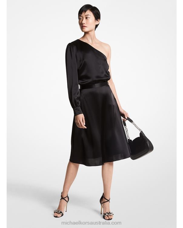 Women Black 4T06F616 Satin Slip Skirt Michael Kors