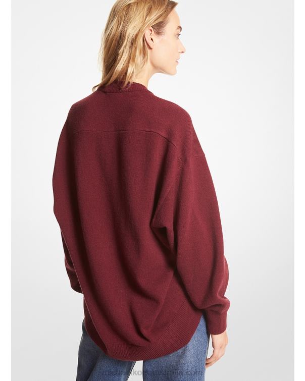 Women Merlot 4T06F426 Wool and Cashmere Blend Sweater Michael Kors