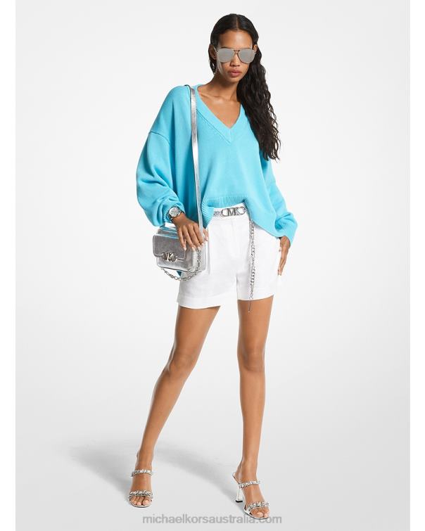 Women Turquoise 4T06F405 Oversized Supima Cotton Sweater Michael Kors