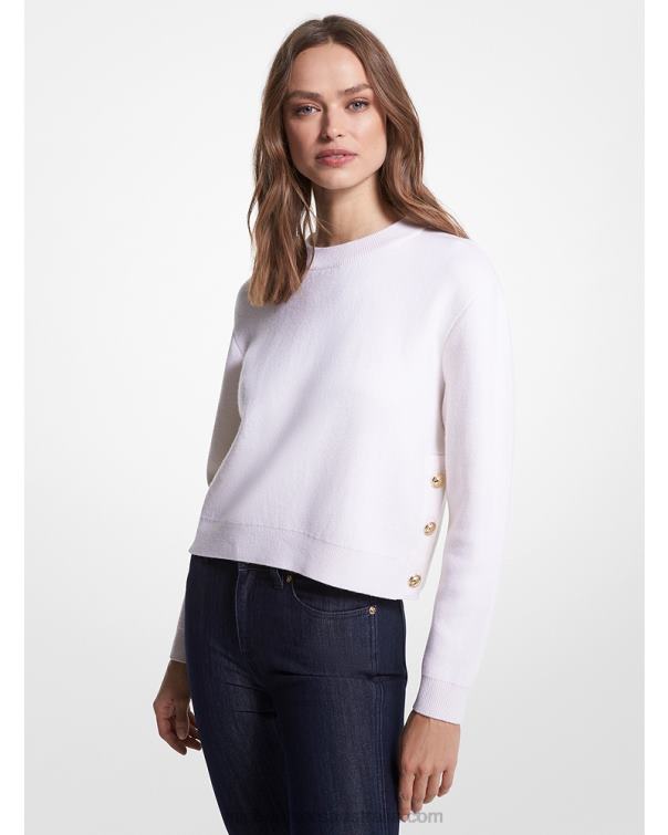 Women White 4T06F408 Wool Blend Sweater Michael Kors