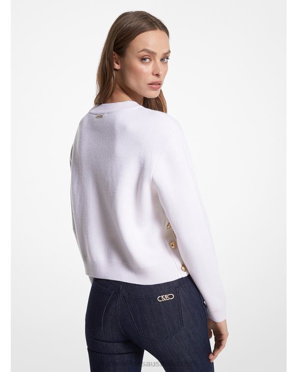 Women White 4T06F408 Wool Blend Sweater Michael Kors