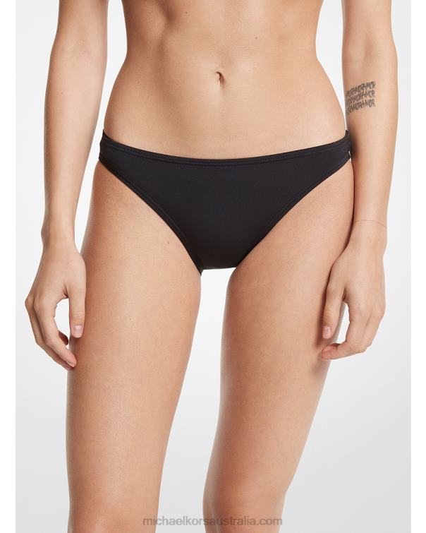 Women Black 4T06F537 Stretch Nylon Bikini Bottom Michael Kors