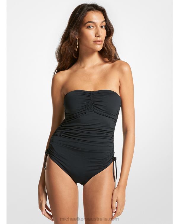 Women Black 4T06F538 Stretch Nylon Ruched Swimsuit Michael Kors
