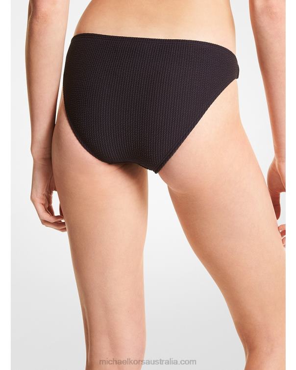 Women Black 4T06F554 Textured Stretch Bikini Bottom Michael Kors
