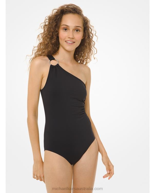 Women Black 4T06F566 One-Shoulder Swimsuit Michael Kors