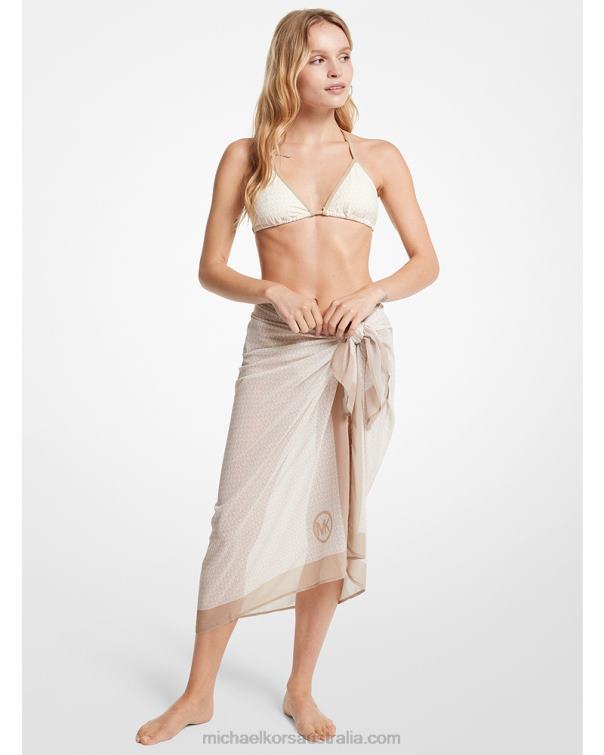 Women Bone 4T06F552 Logo Chiffon Pareo Michael Kors