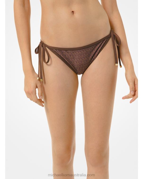 Women Chocolate 4T06F562 Logo Bikini Bottom Michael Kors