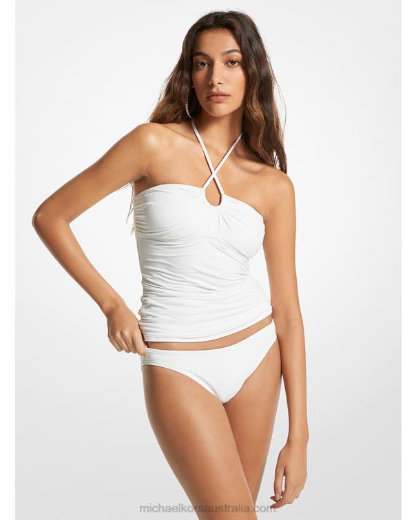 Women White 4T06F533 Stretch Nylon Tankini Top Michael Kors