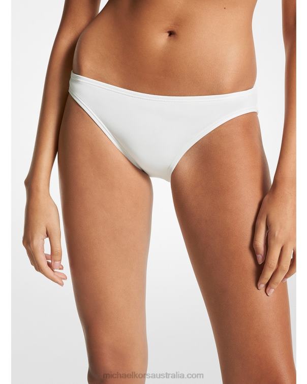 Women White 4T06F535 Stretch Nylon Bikini Bottom Michael Kors
