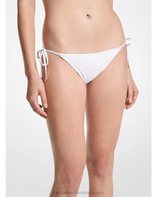 Women White 4T06F545 Stretch Nylon Bikini Bottom Michael Kors