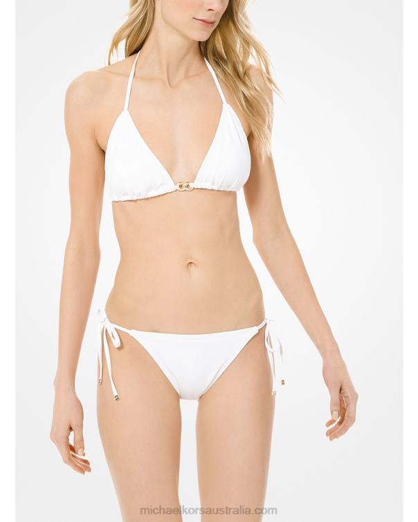 Women White 4T06F571 Triangle Bikini Top Michael Kors