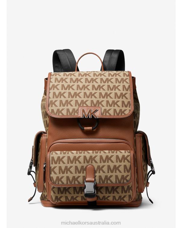 Women Beige Multi 4T06F1245 Hudson Logo Backpack Michael Kors