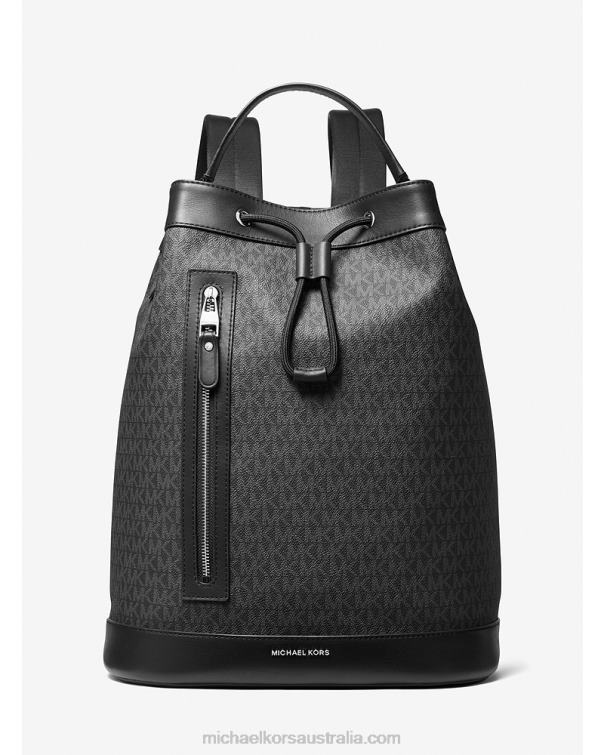 Women Black 4T06F1261 Hudson Logo Backpack Michael Kors