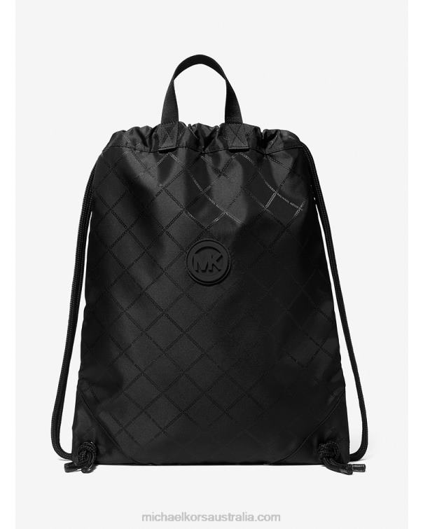 Women Black 4T06F1272 Logo Print Drawstring Backpack Michael Kors