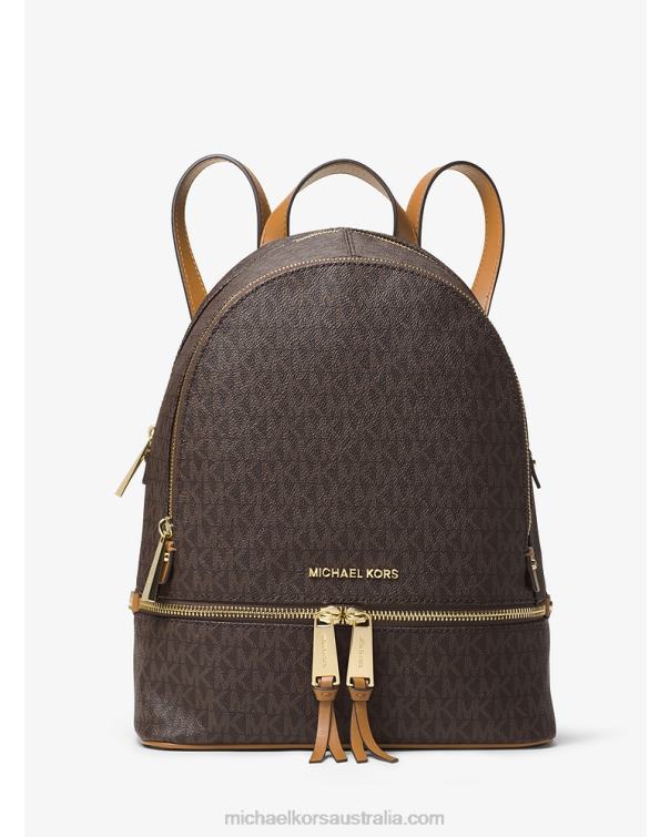 Women Brown 4T06F1193 Rhea Medium Logo Backpack Michael Kors