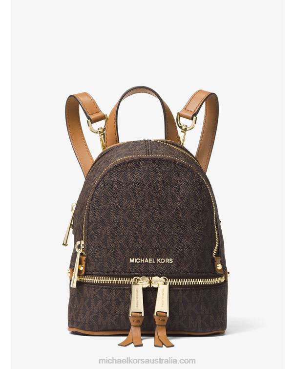 Women Brown 4T06F1201 Rhea Mini Logo Backpack Michael Kors