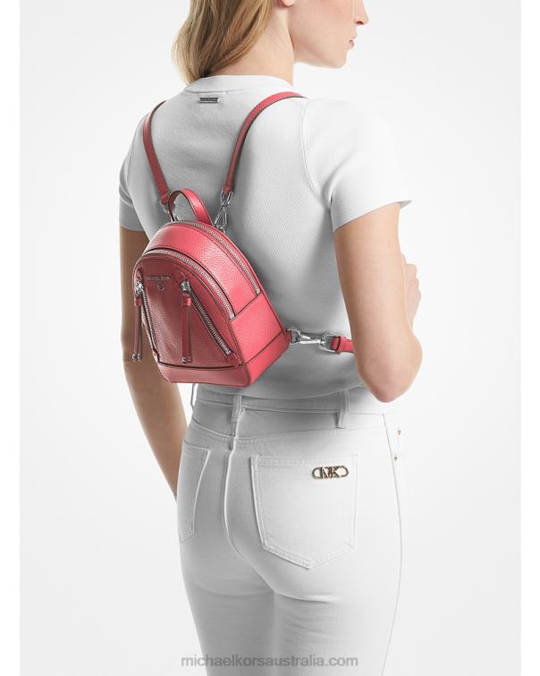 Women Geranium 4T06F1216 Brooklyn Extra-Small Pebbled Leather Backpack Michael Kors