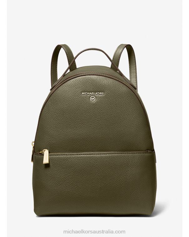 Women Olive 4T06F1229 Valerie Medium Pebbled Leather Backpack Michael Kors