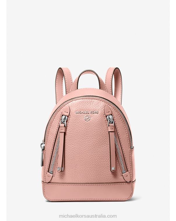 Women Pink 4T06F1213 Brooklyn Extra-Small Pebbled Leather Backpack Michael Kors