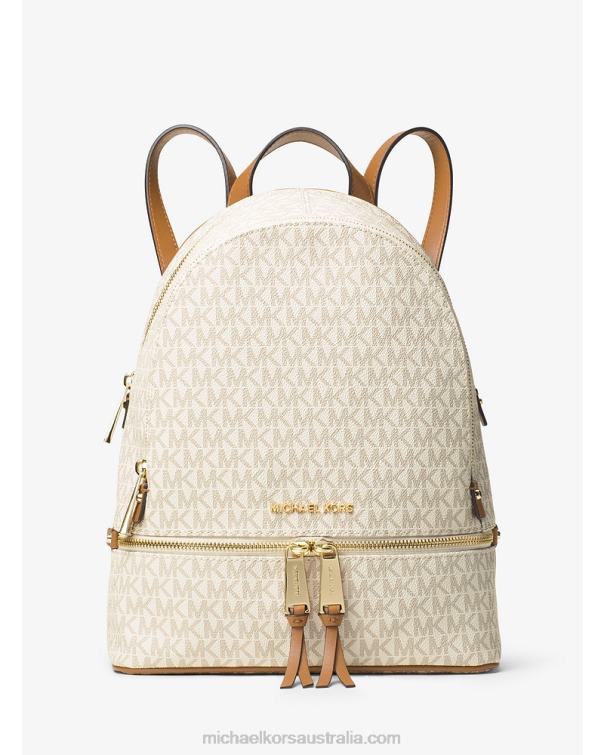Women Vanilla 4T06F1195 Rhea Medium Logo Backpack Michael Kors