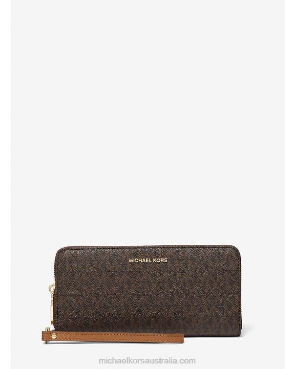 Women Brown 4T06F1613 Large Logo Continental Wallet Michael Kors