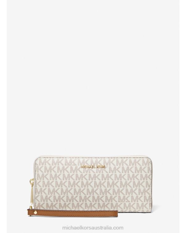 Women Vanilla 4T06F1615 Large Logo Continental Wallet Michael Kors