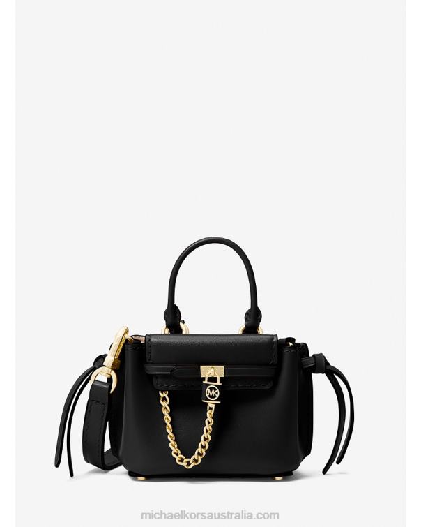 Women Black 4T06F659 Hamilton Legacy Micro Leather Belted Crossbody Bag Michael Kors