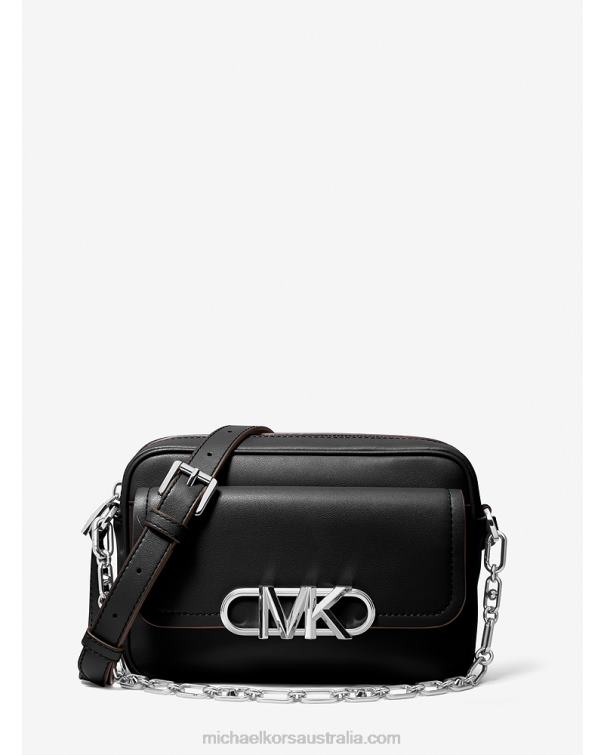 Women Black 4T06F673 Parker Medium Leather Crossbody Bag Michael Kors