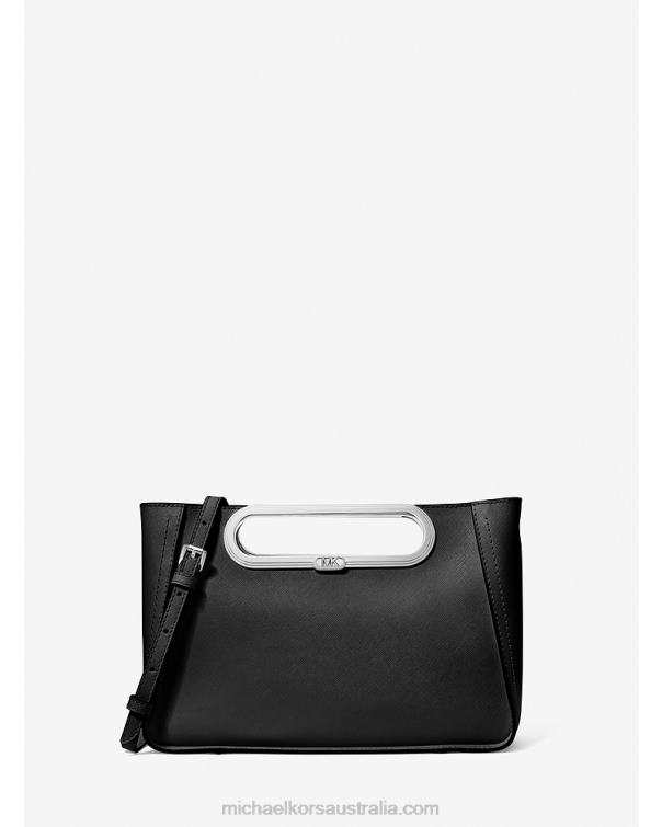 Women Black 4T06F761 Chelsea Large Saffiano Leather Convertible Crossbody Bag Michael Kors