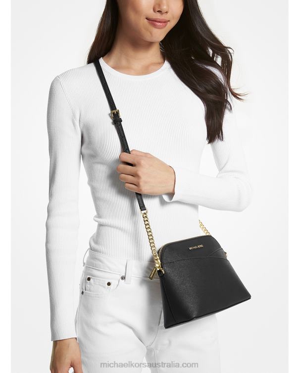 Women Black 4T06F775 Jet Set Travel Medium Dome Crossbody Bag Michael Kors