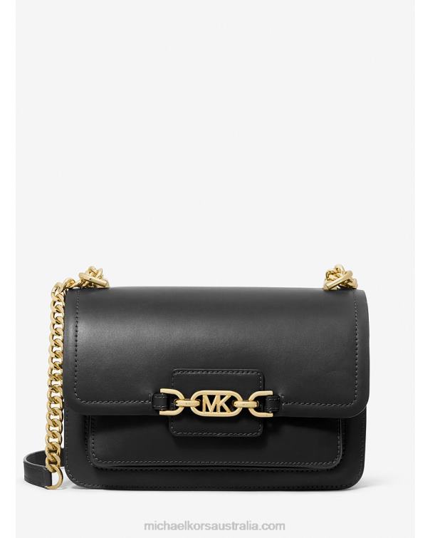 Women Black 4T06F843 Heather Large Leather Shoulder Bag Michael Kors