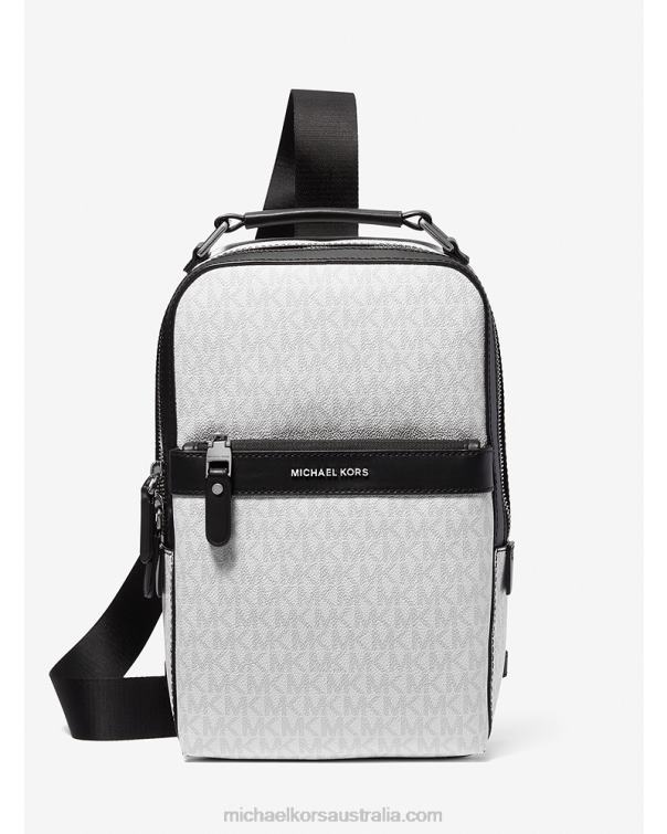 Women Bright Wht 4T06F836 Hudson Logo Sling Pack Michael Kors