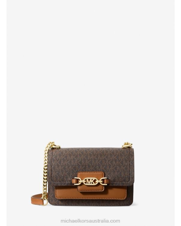 Women Brown/Acorn 4T06F980 Heather Extra-Small Logo Crossbody Bag Michael Kors