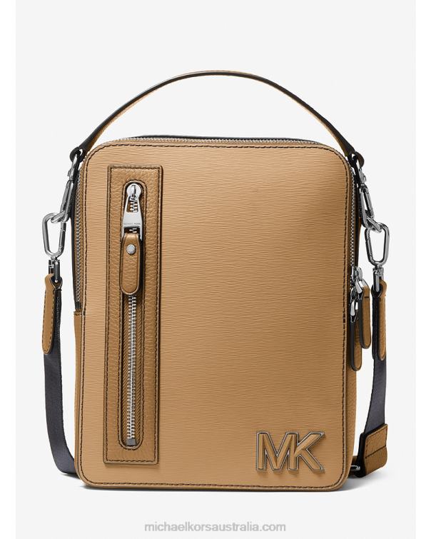 Women Camel 4T06F952 Hudson Leather Flight Bag Michael Kors