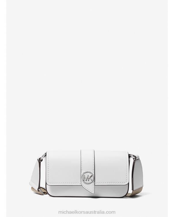 Women Optic White 4T06F848 Greenwich Extra-Small Saffiano Leather Sling Crossbody Bag Michael Kors