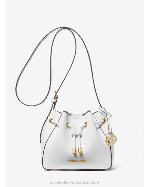 Women Optic White 4T06F902 Phoebe Small Faux Leather Bucket Bag Michael Kors