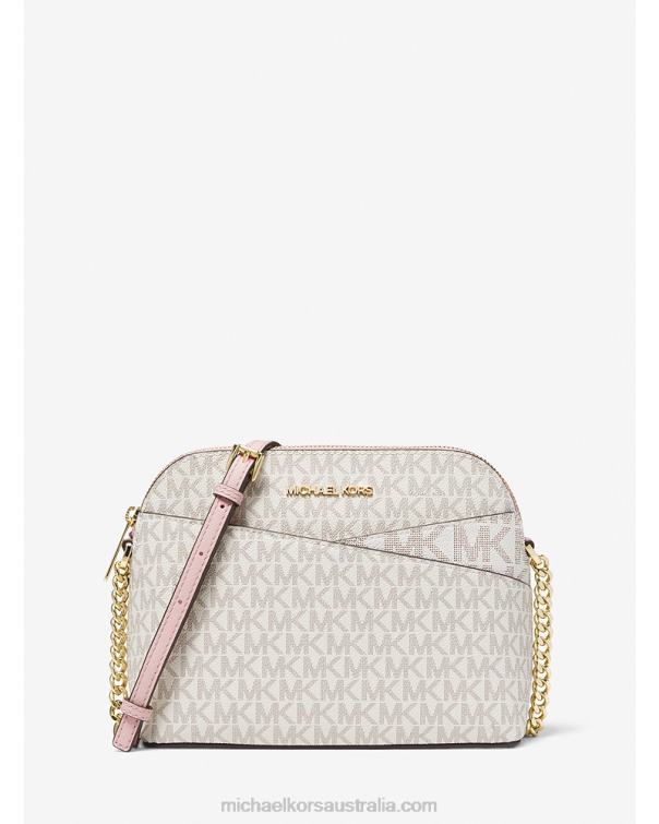 Women Pwd Blsh Mlt 4T06F773 Jet Set Travel Medium Logo Dome Crossbody Bag Michael Kors