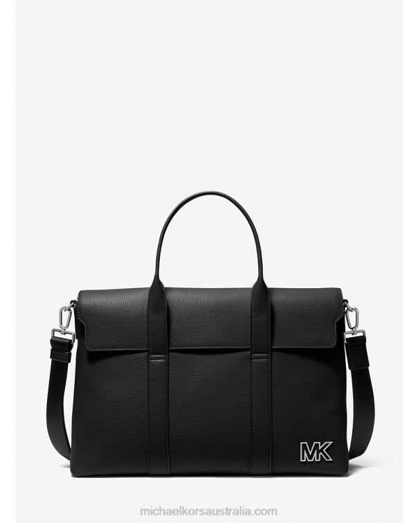 Women Black 4T06F1571 Cooper Pebbled Leather Briefcase Michael Kors