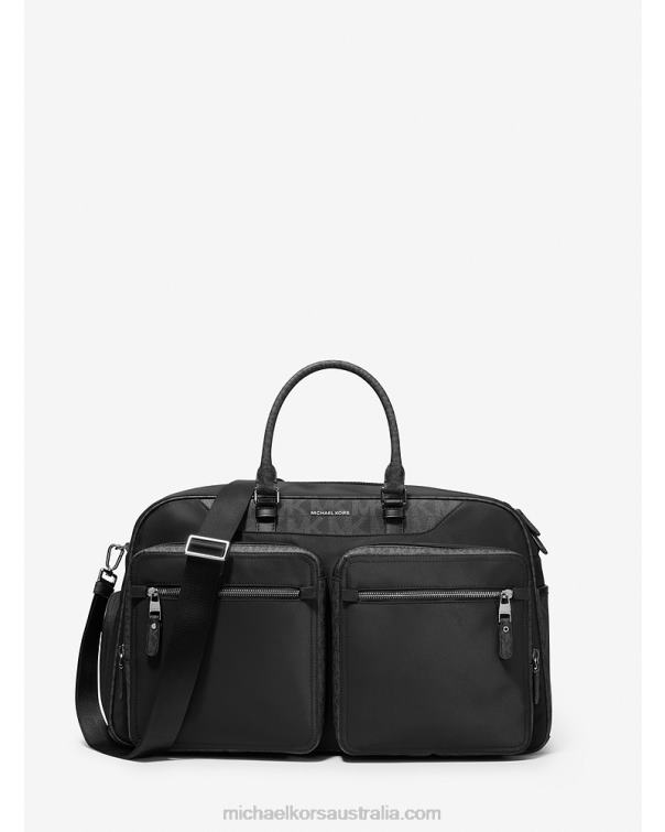 Women Black 4T06F1573 Brooklyn Nylon Duffel Bag Michael Kors