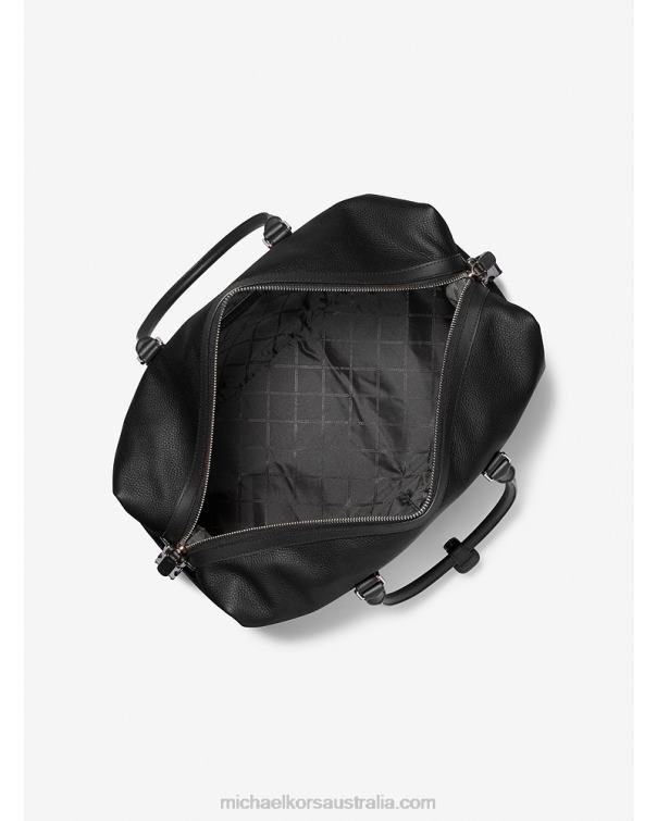 Women Black 4T06F1574 Hudson Leather Duffel Bag Michael Kors