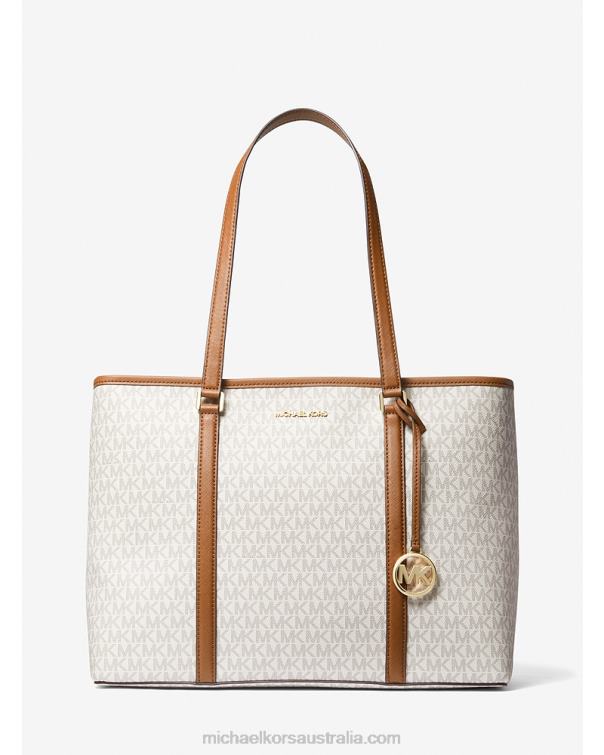 Women Vanilla 4T06F1537 Sady Large Logo Top-Zip Tote Bag Michael Kors