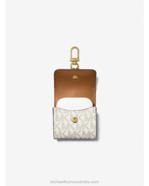 Women Vanilla/Acorn 4T06F1539 Logo Clip Case For Apple AirPods Michael Kors