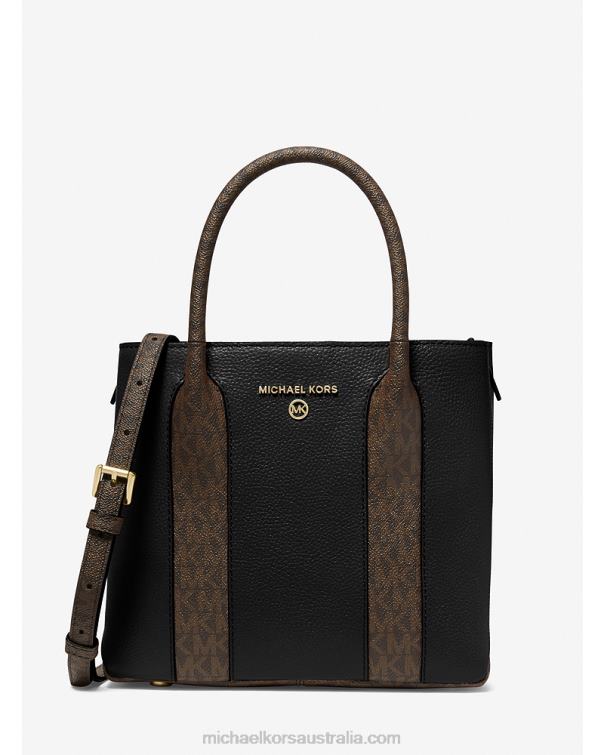 Women Black 4T06F1478 Austin Medium Pebbled Leather Messenger Bag Michael Kors